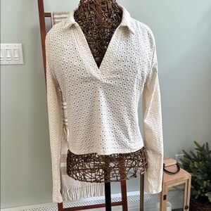 H&M Cream Eyelet Women's Top size L
